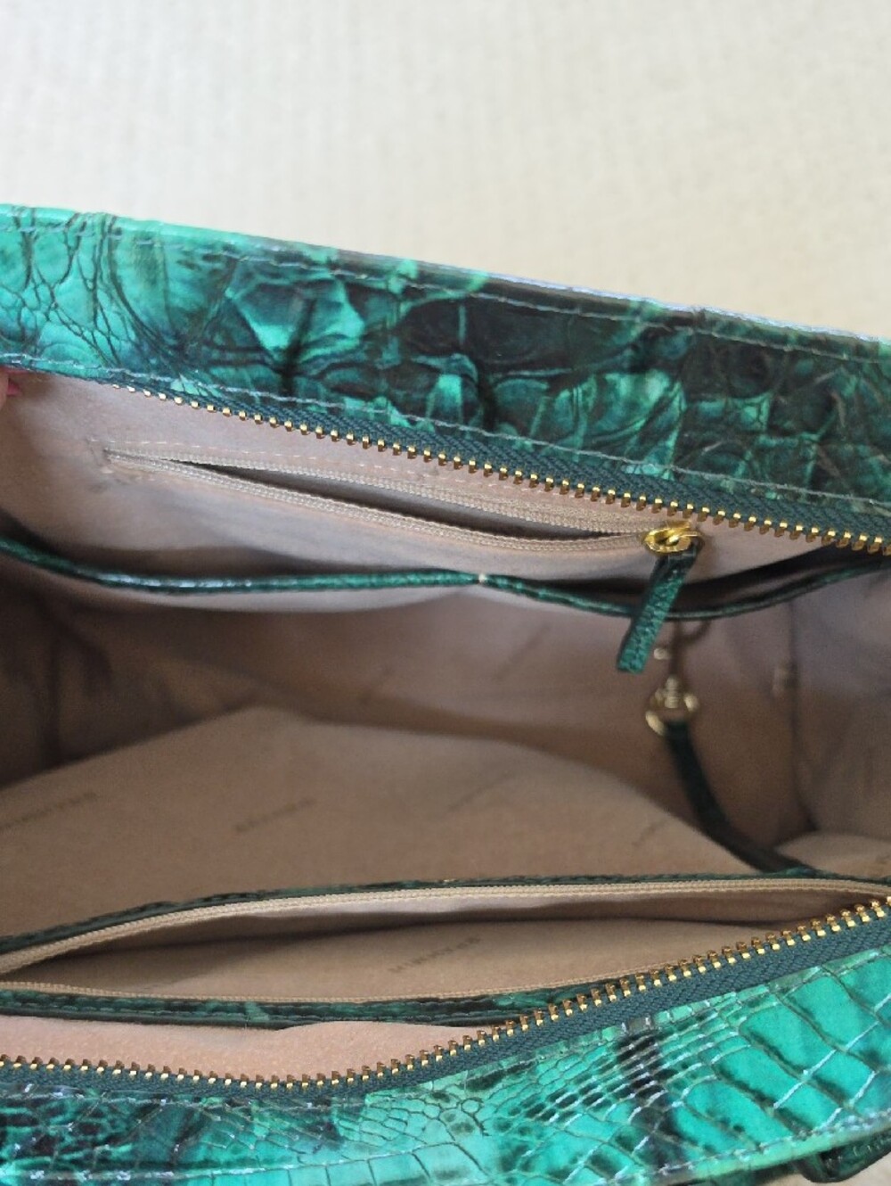 Brahmin Emerald Green Croc-Embossed Satchel - Picture 4 of 4